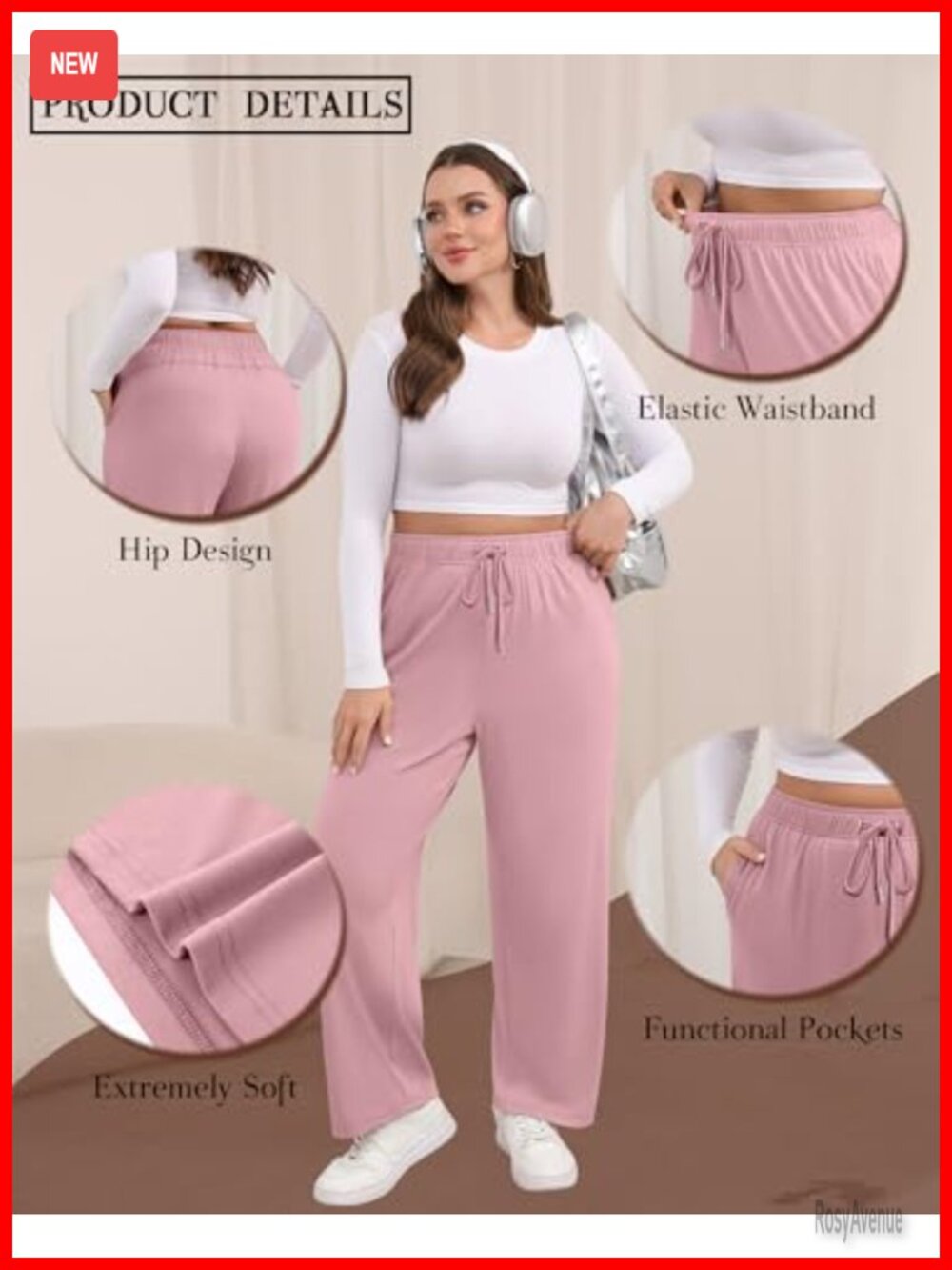 4 Pack Plus Size Wide Leg Sweatpants High Rise Drawstring Pockets - Picture 2 of 6